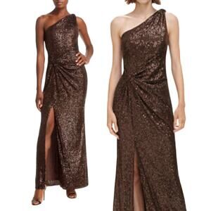 Eliza J Brown Sequin One-Shoulder Maxi Dress